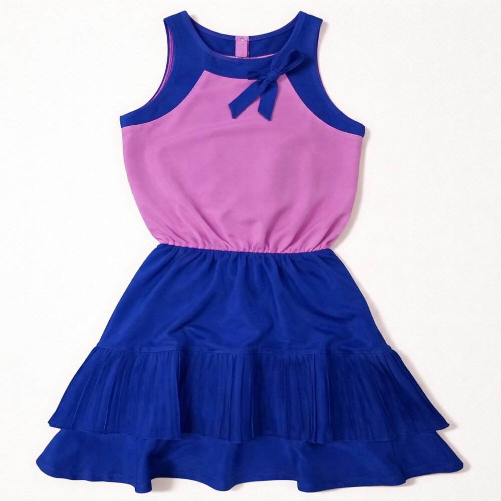 Vintage Nicole Miller Girls Dress 90s Colorblock Blue Pink Size S  Nicole Miller